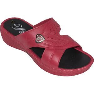 Tecs Women's Low Heel Slip-On Sandals, Red Size 7M